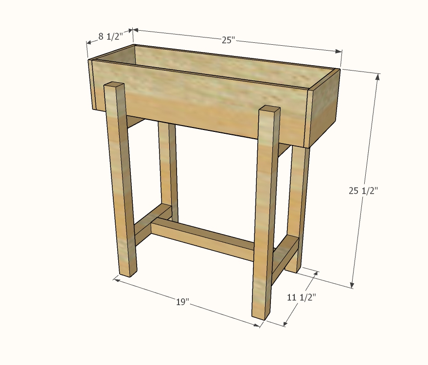 small planter dimensions shown in diagram